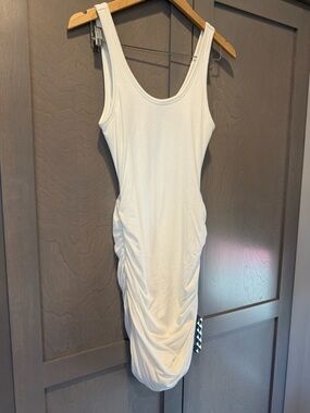 Express White Ruched Tank Midi Dress